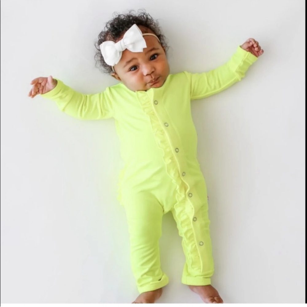 Posh Neon Green Ruffled Footie